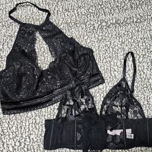 Elegant Black Victoria Secret Lace Bralette Set